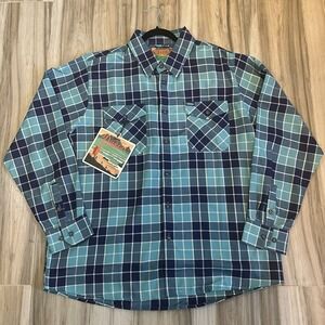 NWT DIXXON Flannel "Stingray" Men's Size XXL Blue Button Plaid Shirt Casual Fall